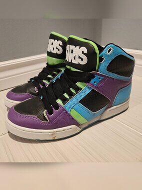 Womens 8.5 Osiris NYC 83 SLM Girls colourful skate shoes blue purple green